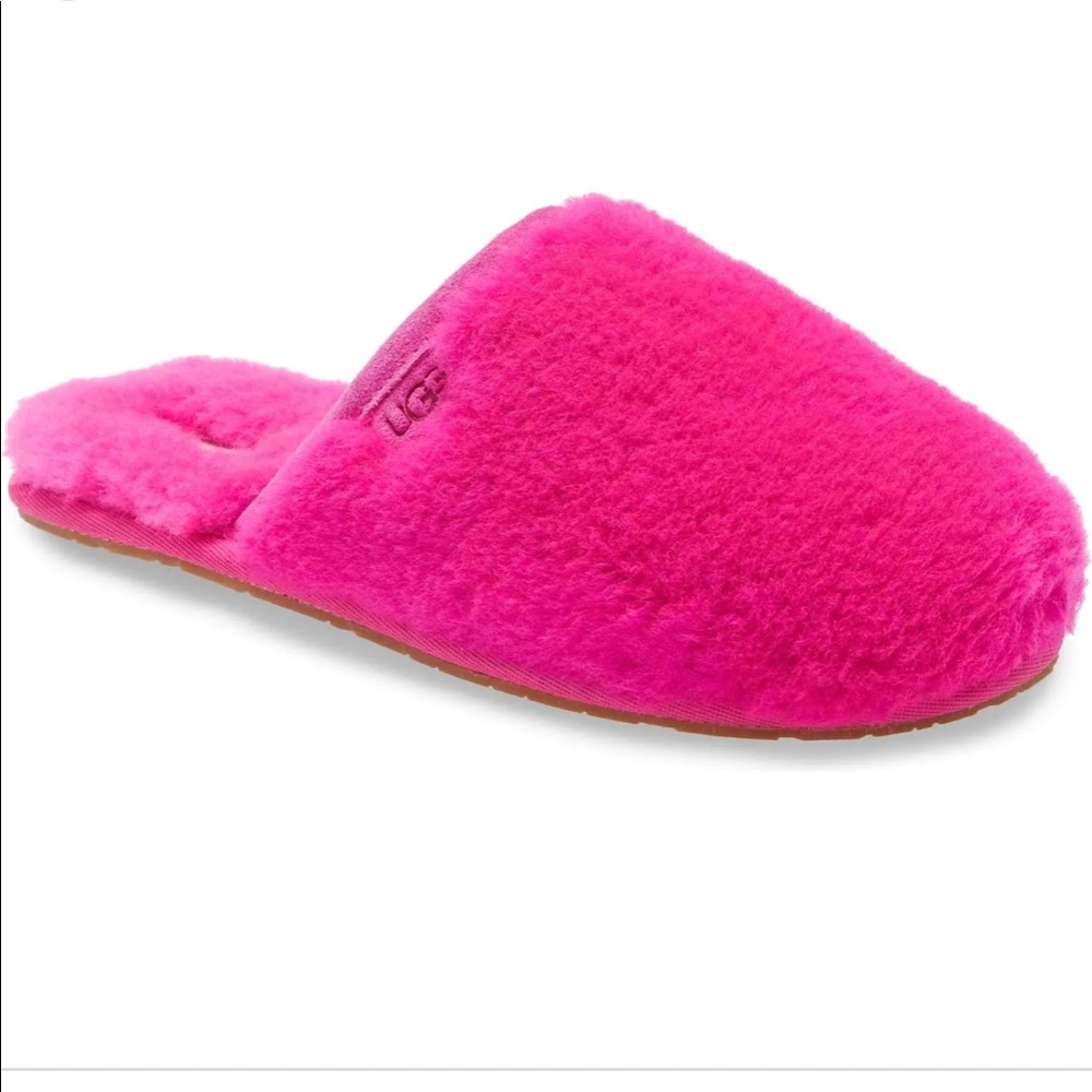 UGG Pink Shearling Slide Slippers